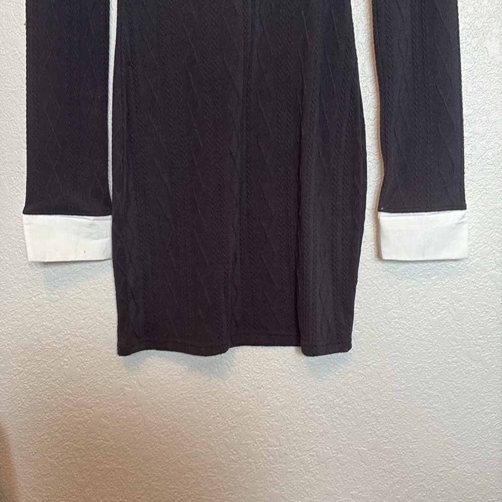🖤Collared Knit Black and White Long Sleeve Dress (S) - Picture 4 of 8